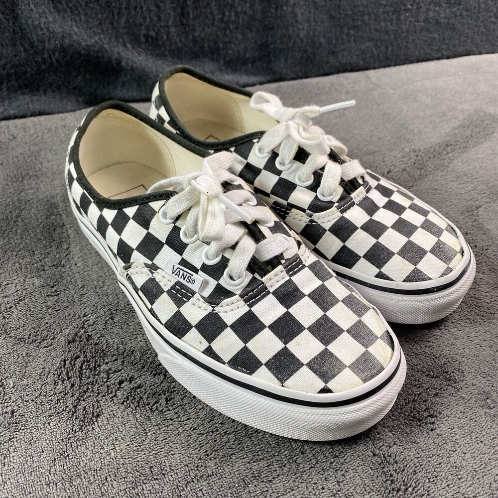 Vans Checkerboard Lace Up Sneakers Women’s Size 6 Kids 4.5 Low Top Shoes Black